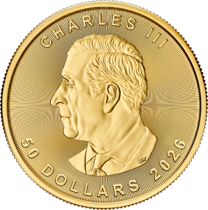 2026 Canadian Gold Maple Leaf 1 ounce Bullion Coin Obverse